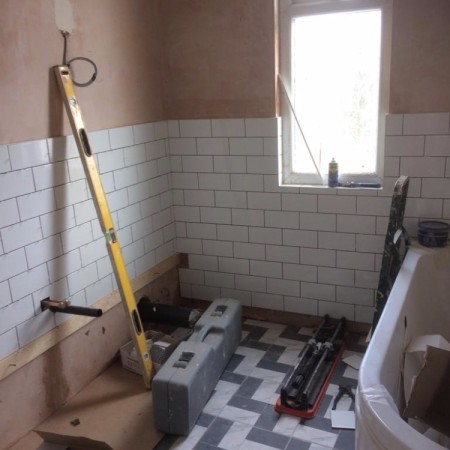 From a separate toilet and bathroom into a modern family bathroom