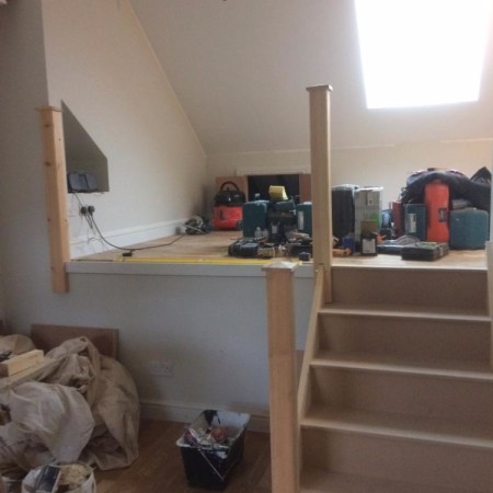 Internal work on a loft conversion including: plaster boarding, plastering, carpentry, painting & MDF inbuilt cupboards - North London