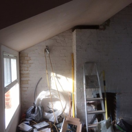 Internal work on a loft conversion including: plaster boarding, plastering, carpentry, painting & MDF inbuilt cupboards - North London