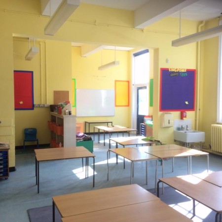 Painting a classroom at Coldfall Primary School, Muswell Hill, London